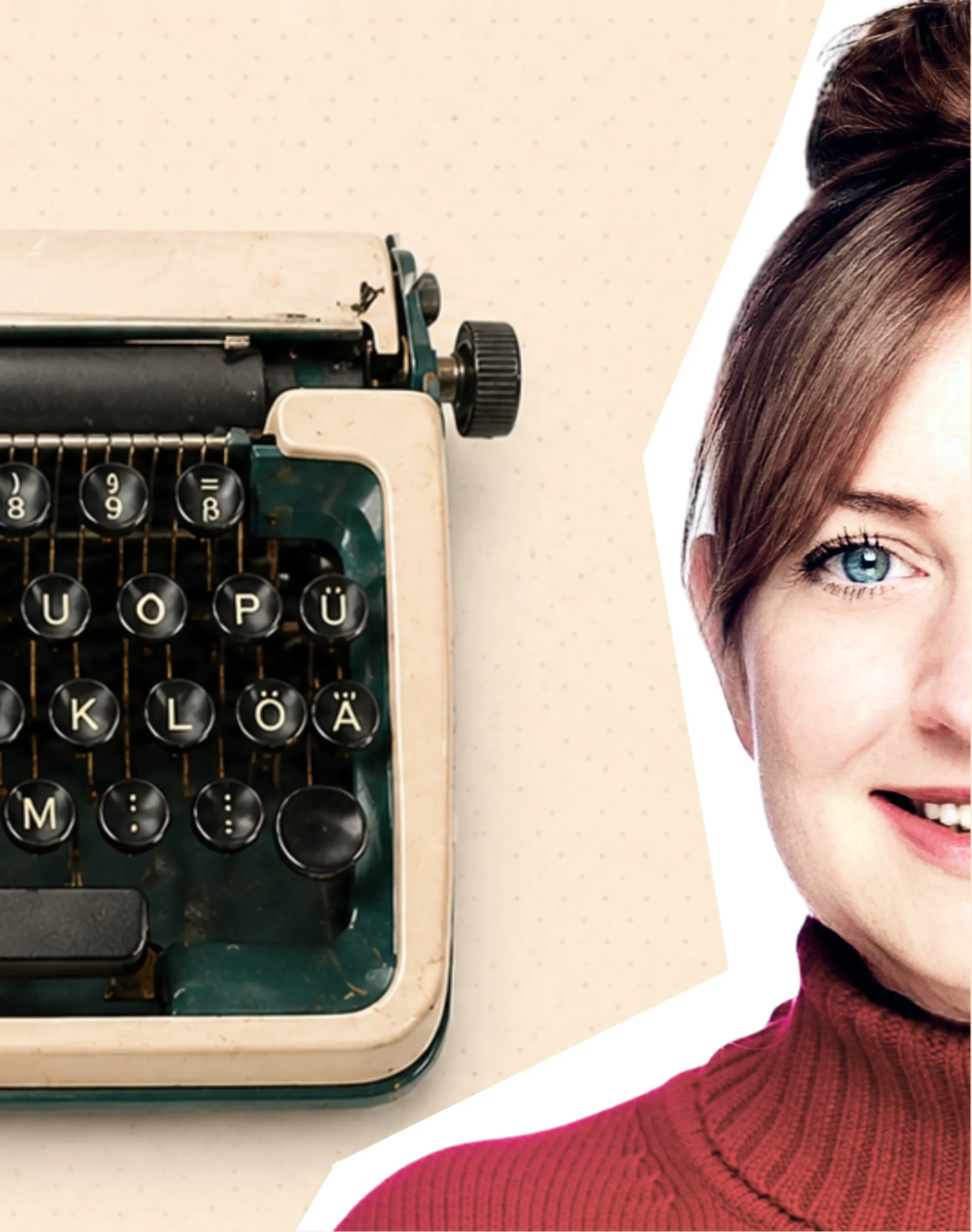 Katharina Dauer vor einer Schreibmaschine
